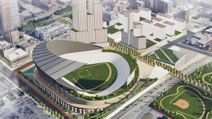 The University of California Berkley team included a new ballpark for the Royals as part of their redevelopment proposal for the East Village.