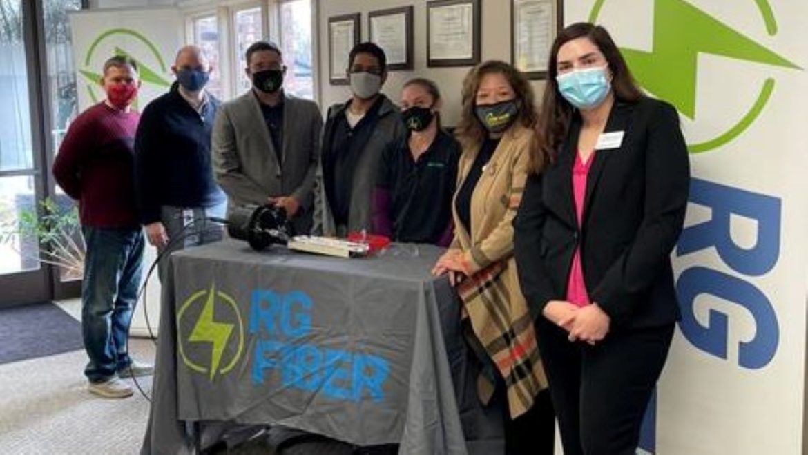 Attendees at the launch of gigabit service at Edgewood Homes in Lawrence.