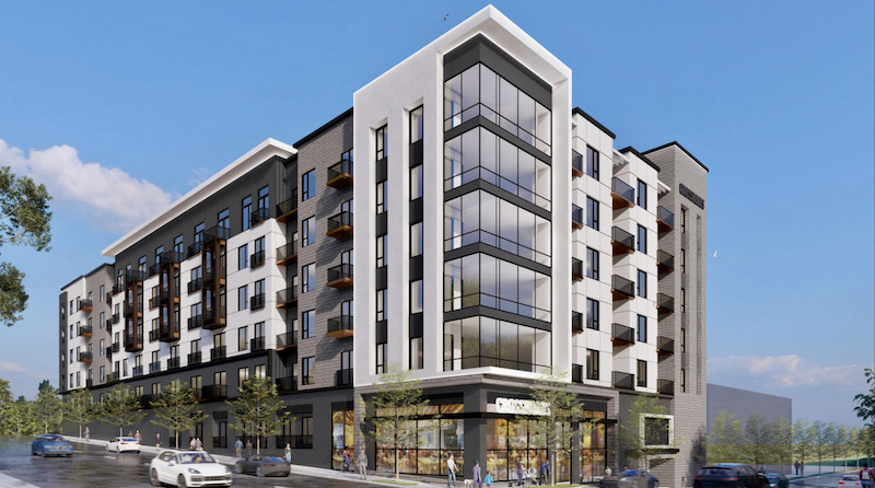 Lux Living is planning this 228-unit apartment building at the corner of 19th and Broadway in the Crossroads.