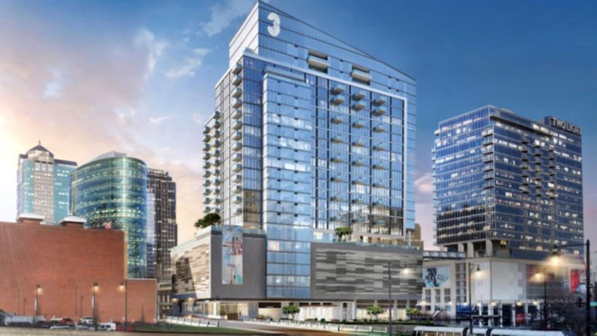 Rendering of the planned 26-story Three Light Tower looking north.ering of the planned 26-story Three Light Tower looking north.