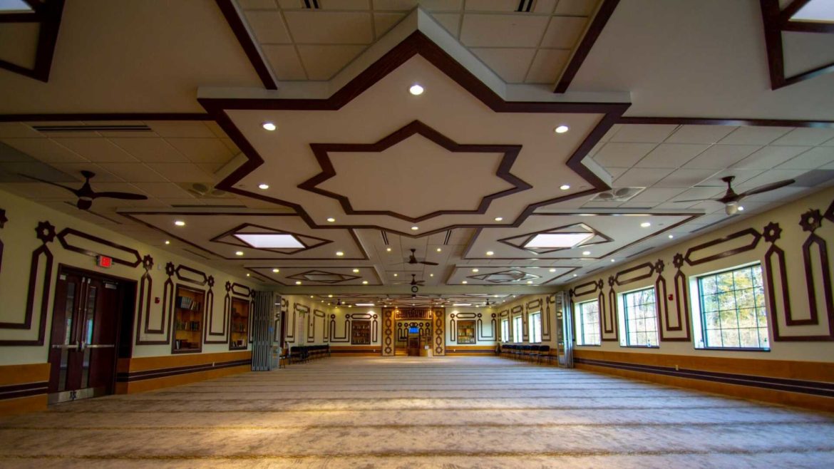 The main prayer hall at the Islamic Society of Greater Kansas City.