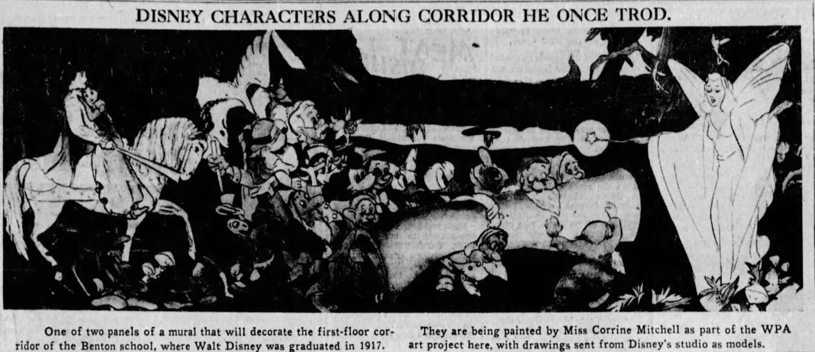 A KC Star clipping featuring rendering of one of the missing murals.