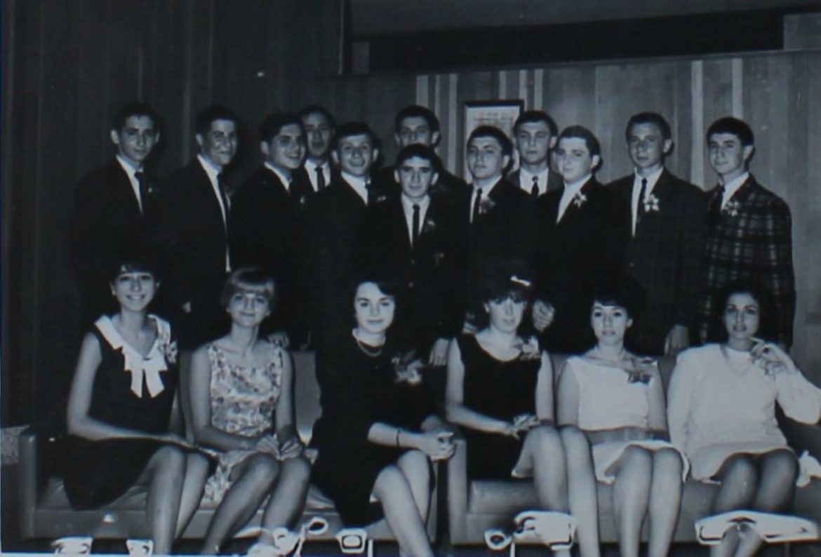 In June 1964, Jewish teens in Kansas City gather for a group shot at a party celebrating the first high school graduation of children of Holocaust survivors.