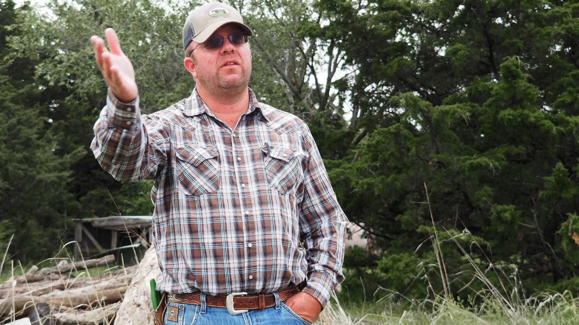 Austin Cline farms on 1,000 acres in southern Marshall County, Kansas. To the north, the skyline will soon be dotted with wind turbines.