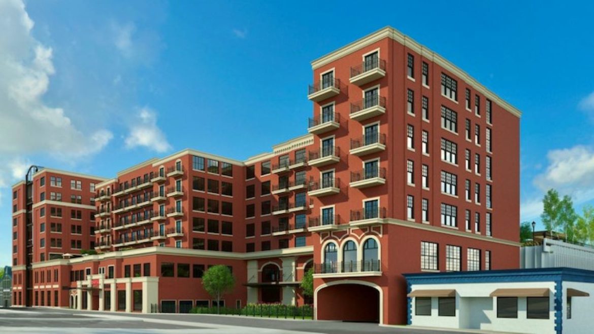 The proposed Manor Square apartment building would be located along Pennsylvania Street.