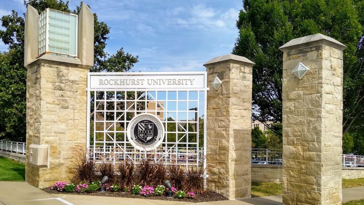 The gates of Rockhurst University.
