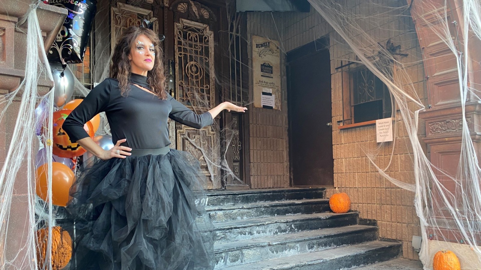 Amber Arnett-Bequeaith, also known as The Queen of Haunts, poses on the steps of The Beast haunted house.