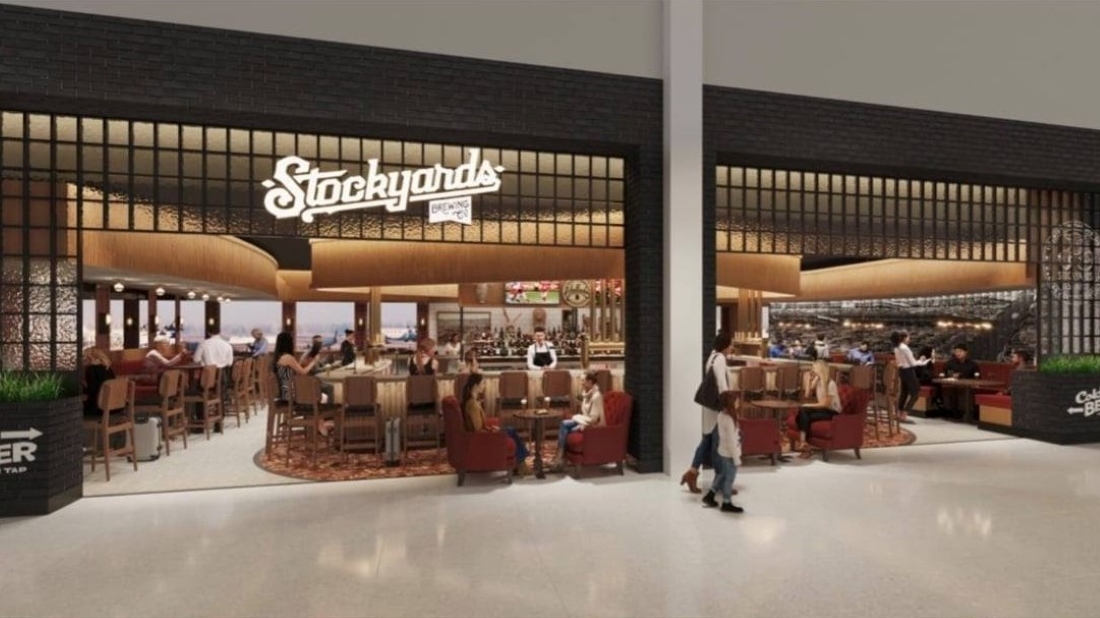 A rendering of the planned Stockyards Brewing Co. concession at the new Kansas City International Airport.