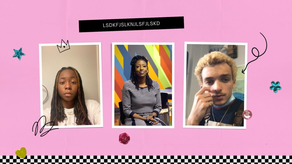 From left to right: Sanaa Best, senior at Lincoln College Preparatory Academy; Tymia Morgan, teacher at Center High School; and Jude Anderson, senior at Lincoln College Preparatory Academy.