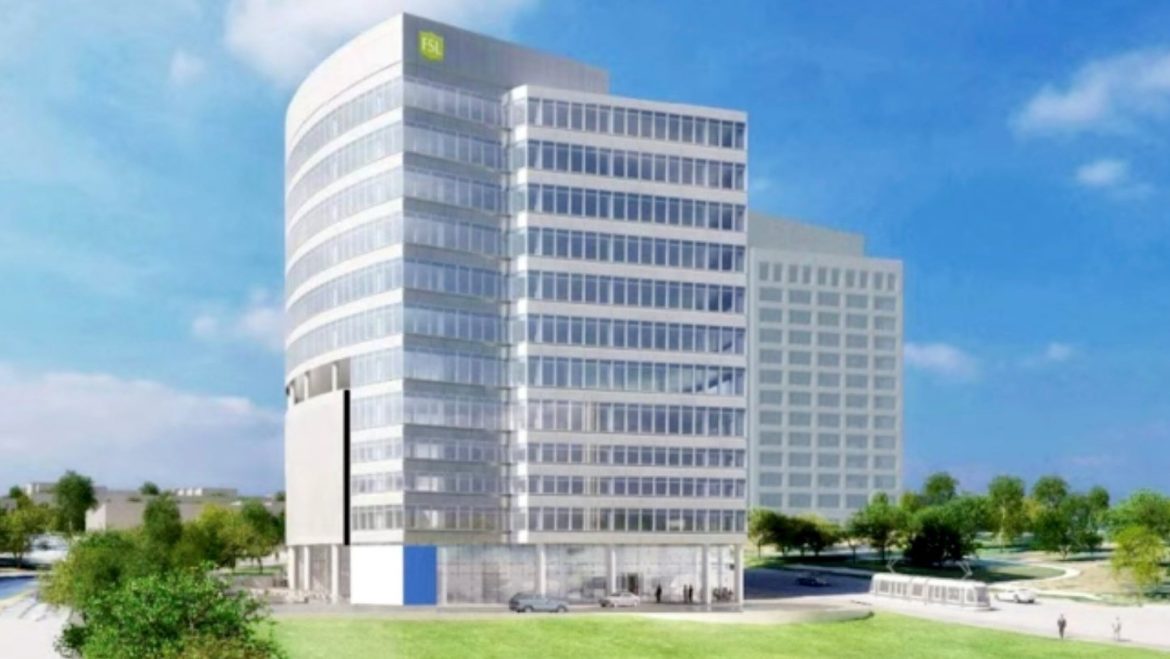 The proposed Fidelity Security Life Insurance tower looking south from Grand Boulevard.