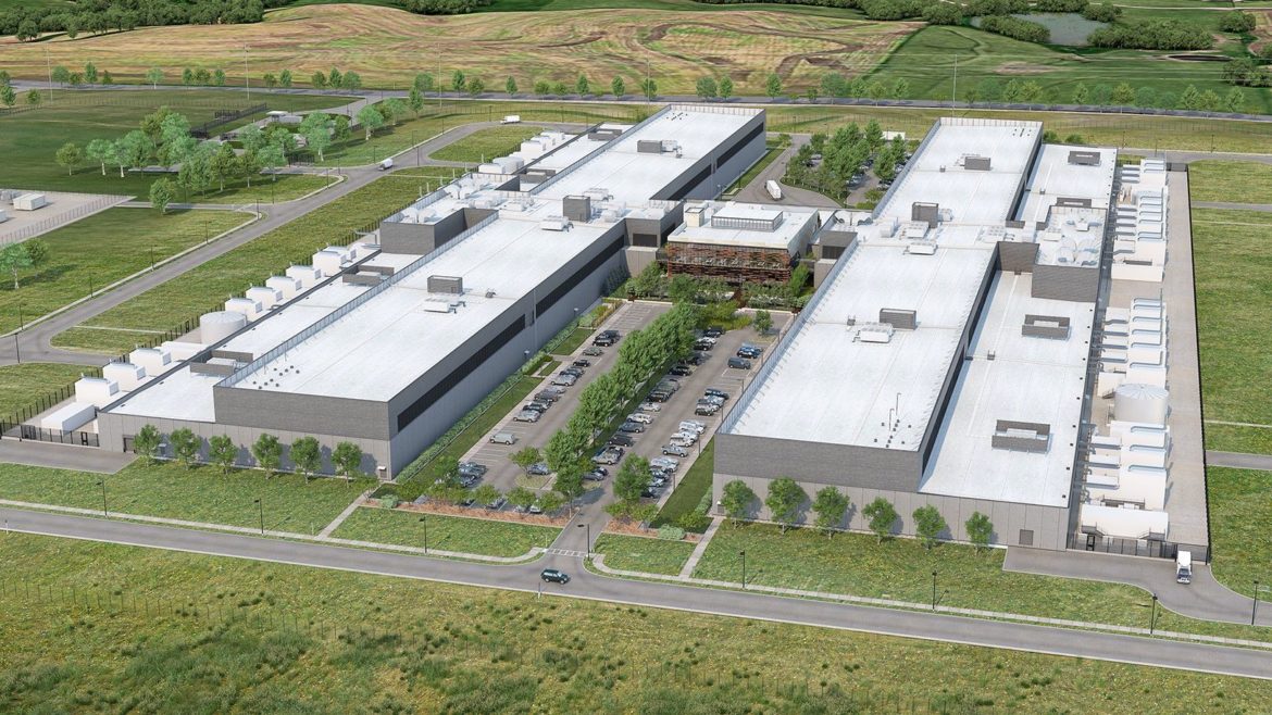 Rendering of the Meta Kansas City data center at Golden Plains Technology Park.