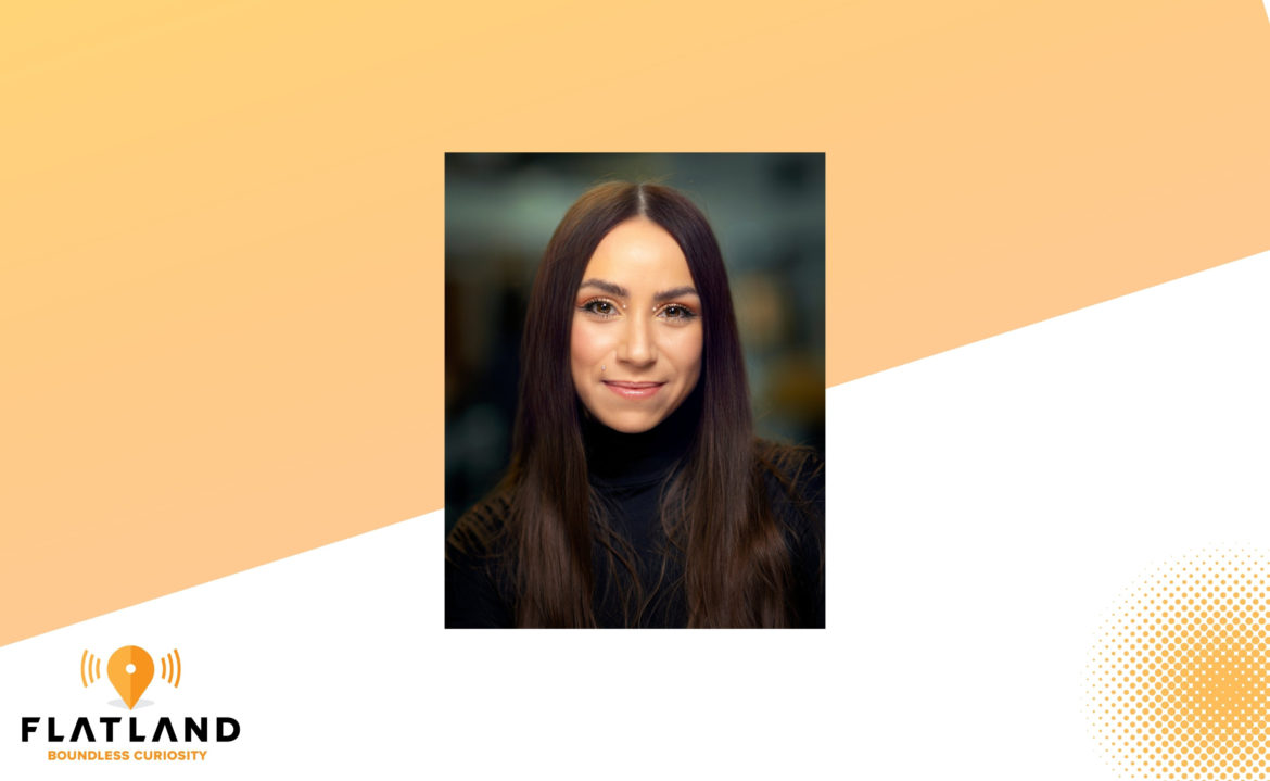 Banner announcement with photo of Vicky Diaz-Camacho, community reporter for Flatland at Kansas City PBS. Diaz-Camacho was awarded a prestigious higher education fellowship.