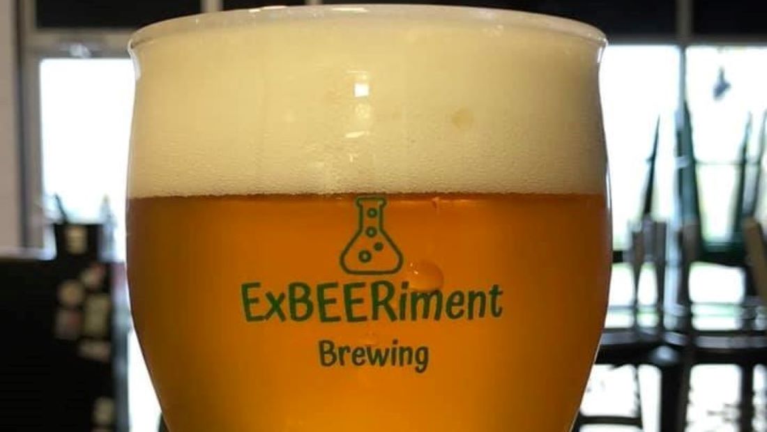 ExBEERiment beer in a glass.