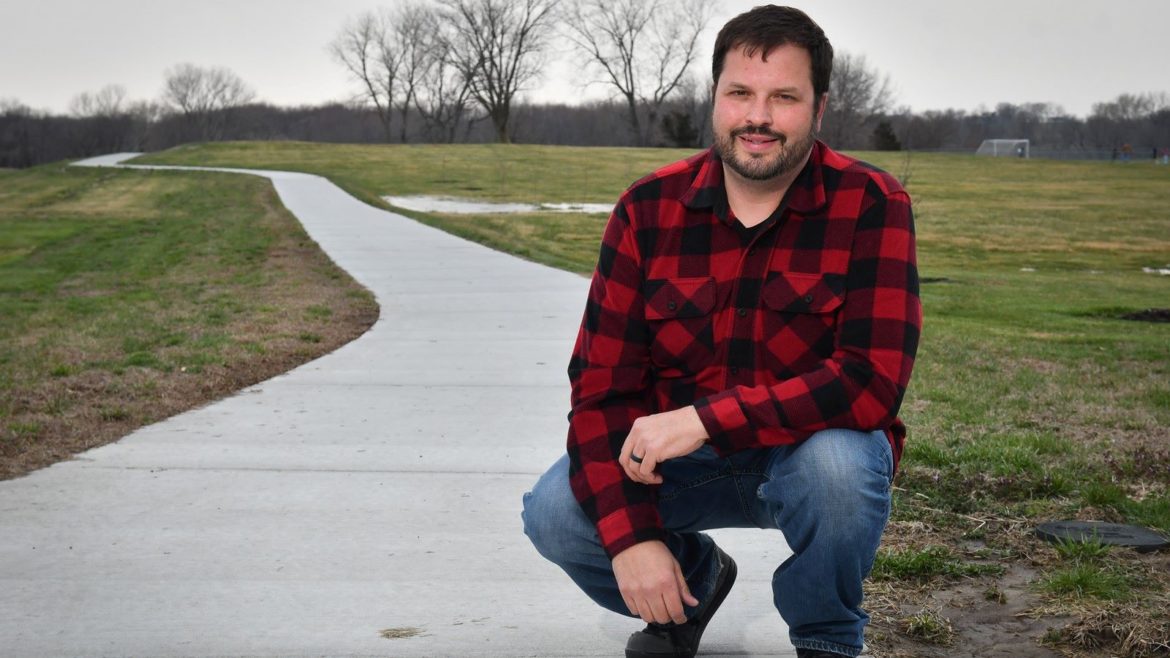 Smithville Mayor Damien Boley on a bike path.