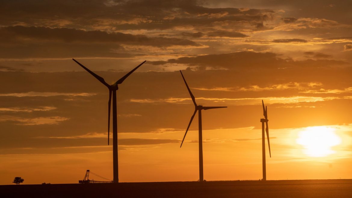 Wind turbines on the prairie.