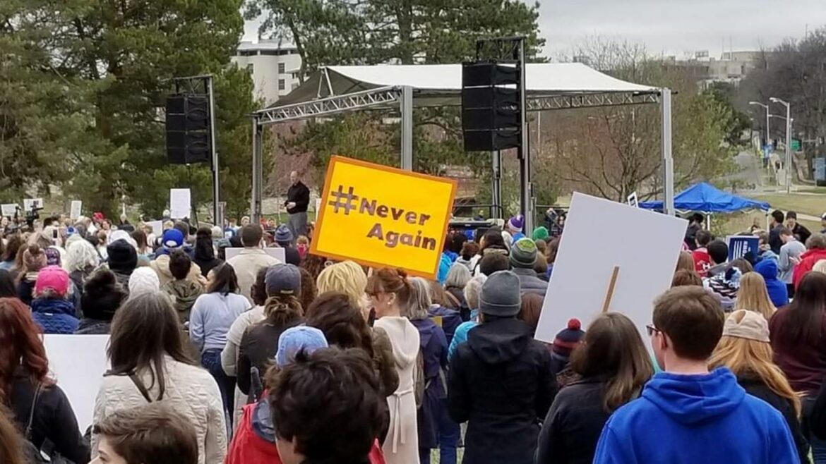 An estimated 6,000 to 8,000 Kansas Citians gathered at Theis Park on March 24, 2018 for the March for Our Lives event in the wake of the Parkland, Florida, school shooting.