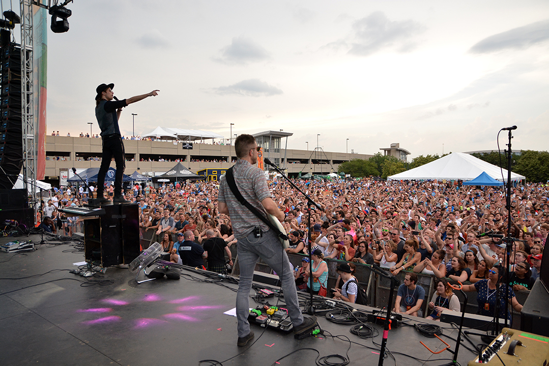 Members of the band Saint Motel perform at Boulevardia.