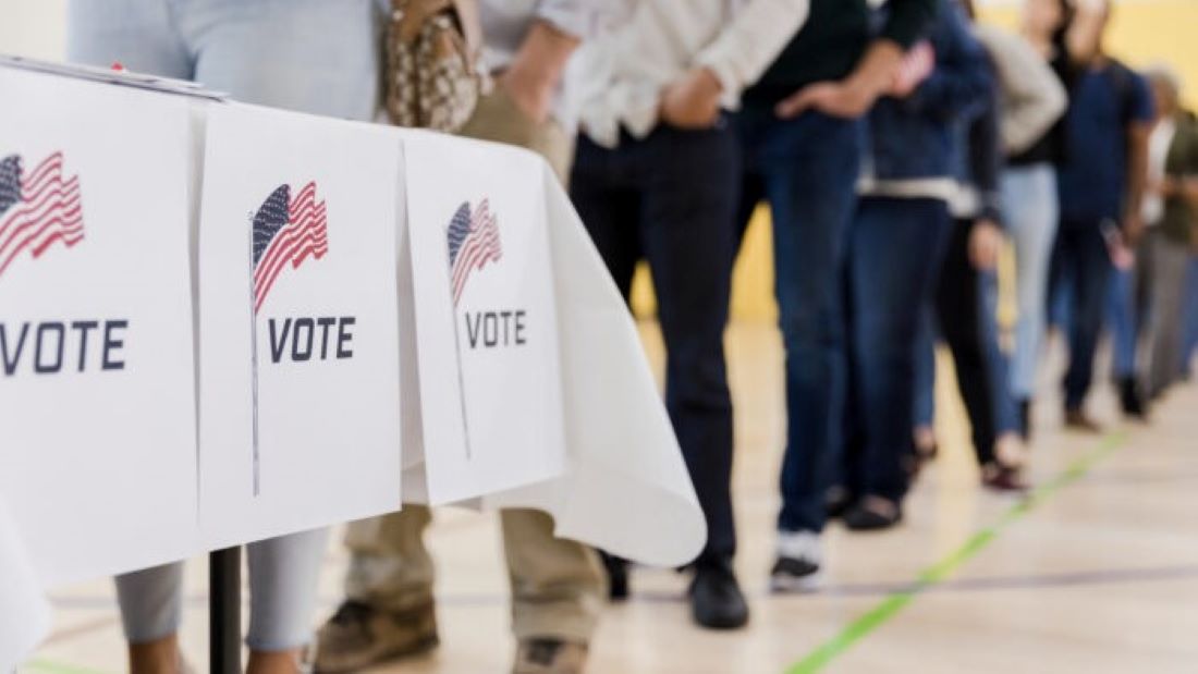 People in line to vote.