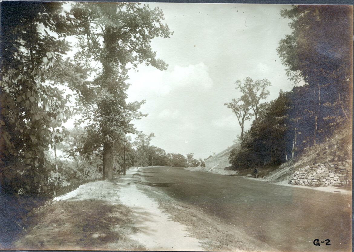 Archival image shows cliff drive.