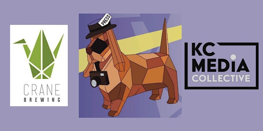 Label of Brewshound beer, featuring an origami dog wearing a fedora with a press label.