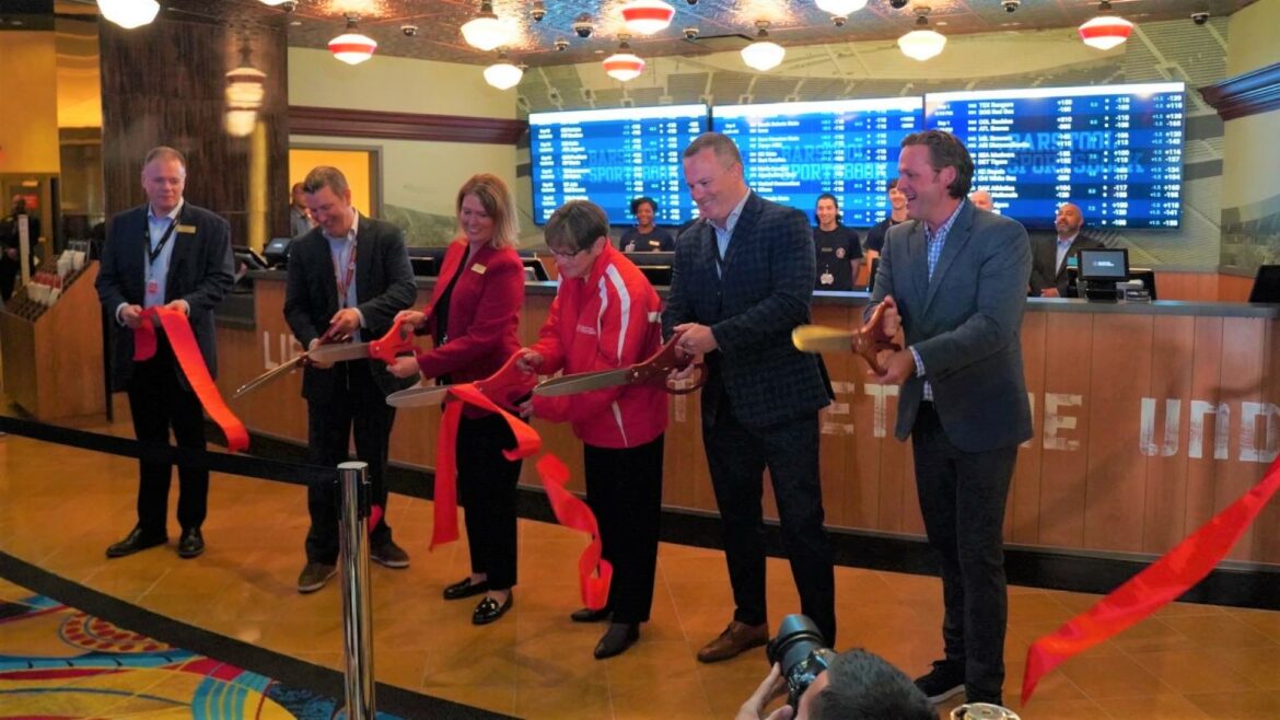 Gov. Laura Kelly and others officially declare sports betting open on Sept. 1 at the Hollywood Casino-Barstool Sports Sportsbook in Kansas City, Kansas.