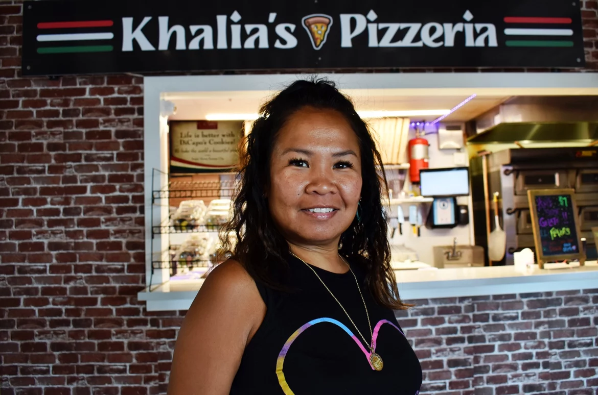Theresa “Ting” Santos at Khalia’s Pizzeria.