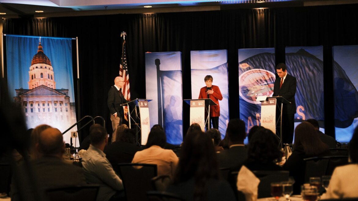 Kansas Gov. Laura Kelly and Kansas Attorney General Derek Schmidt squared off in a gubernatorial debate on Wednesday at the DoubleTree Hotel in Overland Park.