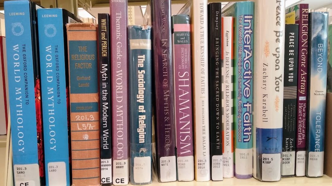 These books on religion, which fall in the 200s of the Dewey Decimal System, are on the shelves of the Kansas City Public Library’s central branch downtown.