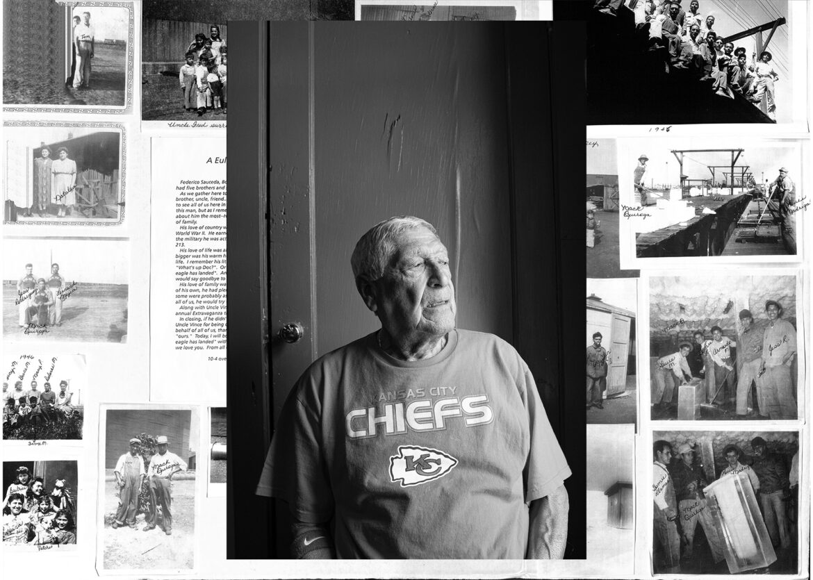 Tony Quiroga is a Kansas City veteran and former ice plant worker. His family's story is one of a handful about a small Mexican community nestled between the 42nd Street bridge and main rail line. (Ji Stribling | Flatland)