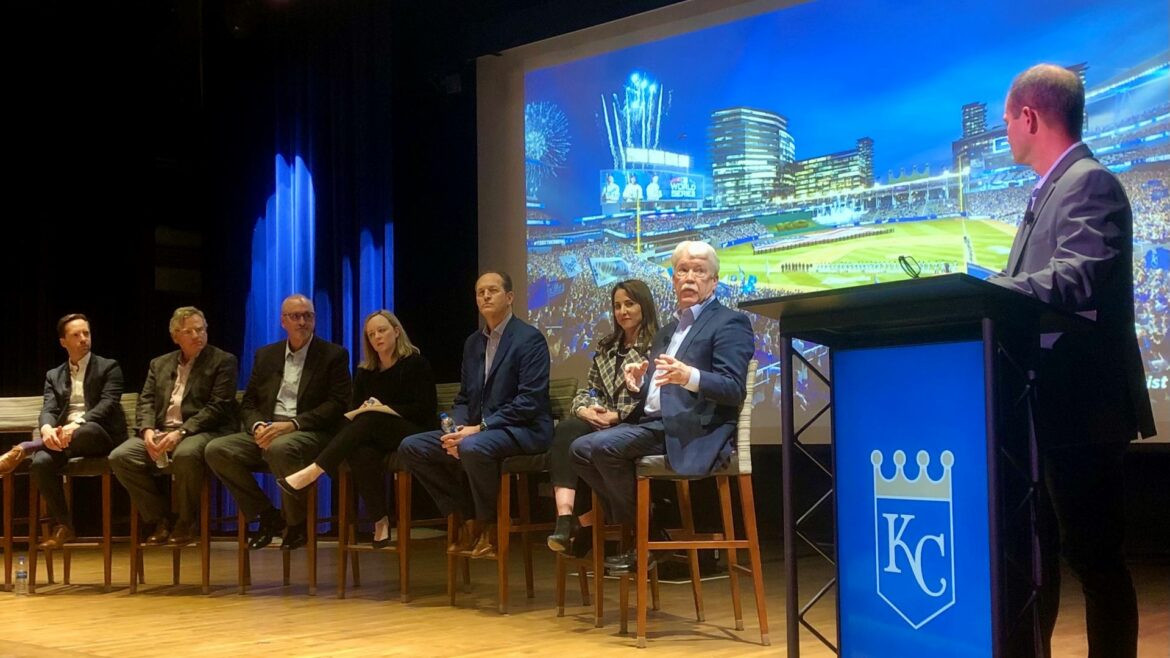 Royals owner John Sherman answers a question during the Royals first hearing at a downtown ballpark at the Westport Plexpod.