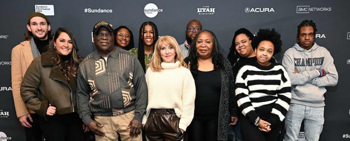 Jackson Montemayor, Samantha Hake, Adolphus Parker III, Funmi Ogunro, Catherine Hoffman, Sharon Liese, Matthew Parker, Sedoria Parker, Katrina Parker, Ashleigh Parker and Cameron Parker of "Parker" attend the 2023 Sundance Film Festival Short Film Program 1 at Prospector Square Theatre Jan. 19 in Park City, Utah.
