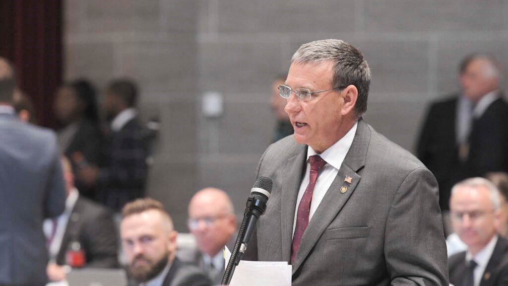 Rep. Mike Haffner, R-Pleasant Hill, speaks during the 2022 legislative session. Haffner is sponsoring legislation that would block a proposed landfill on the boundary between Kansas City and Raymore.
