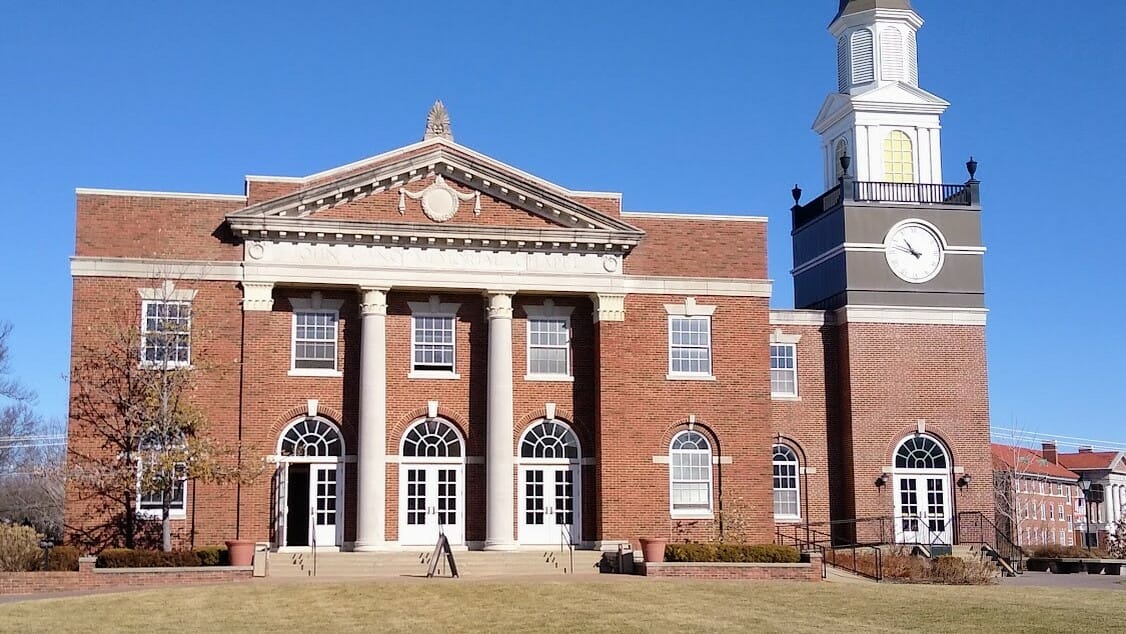 Exterior view of the John Gano Memorial Chapel at William Jewell College.