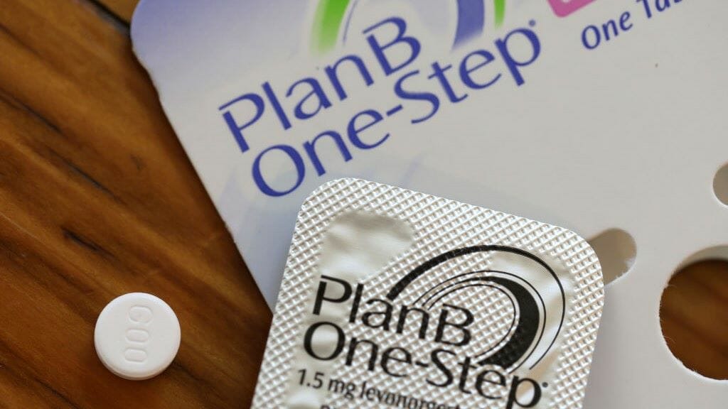 Plan B emergency contraception packages.