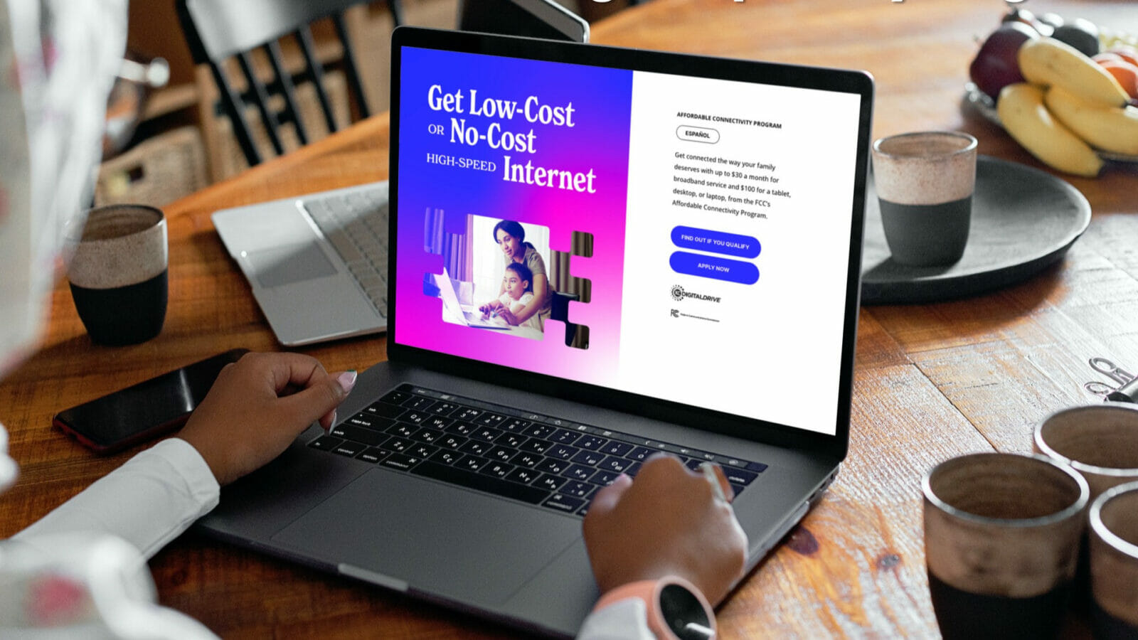 A laptop logged into a program offering internet discounts.