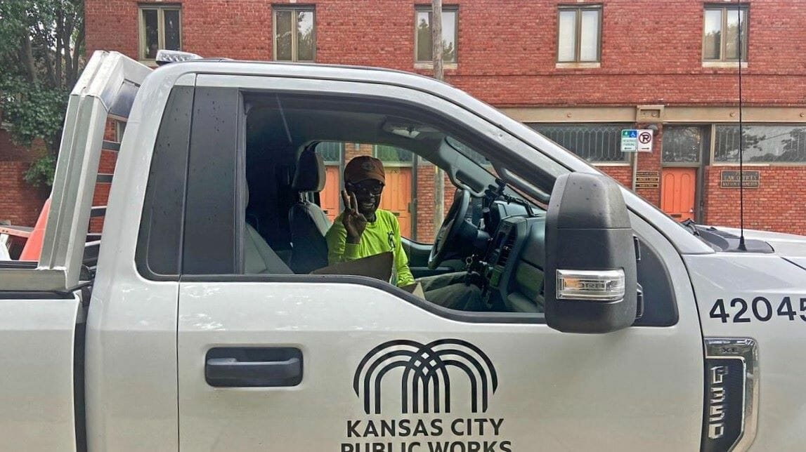 David Richardson, a Kansas City Public Works employee, sitting in a city truck.