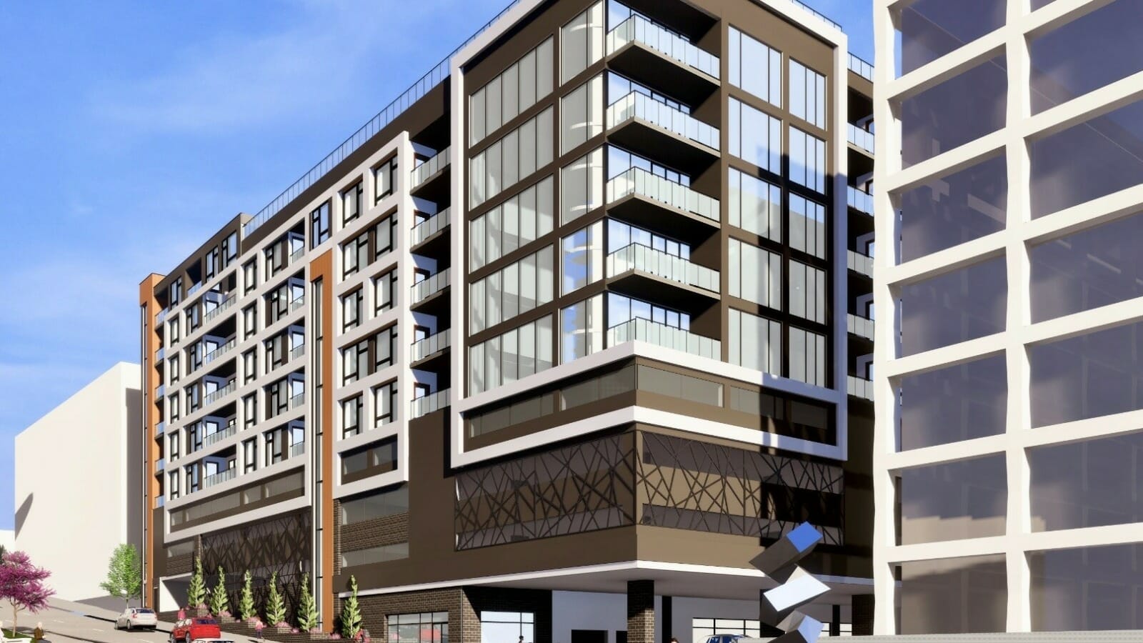 Rendering of the 10-story 4627 Madison apartment project near the Country Club Plaza.