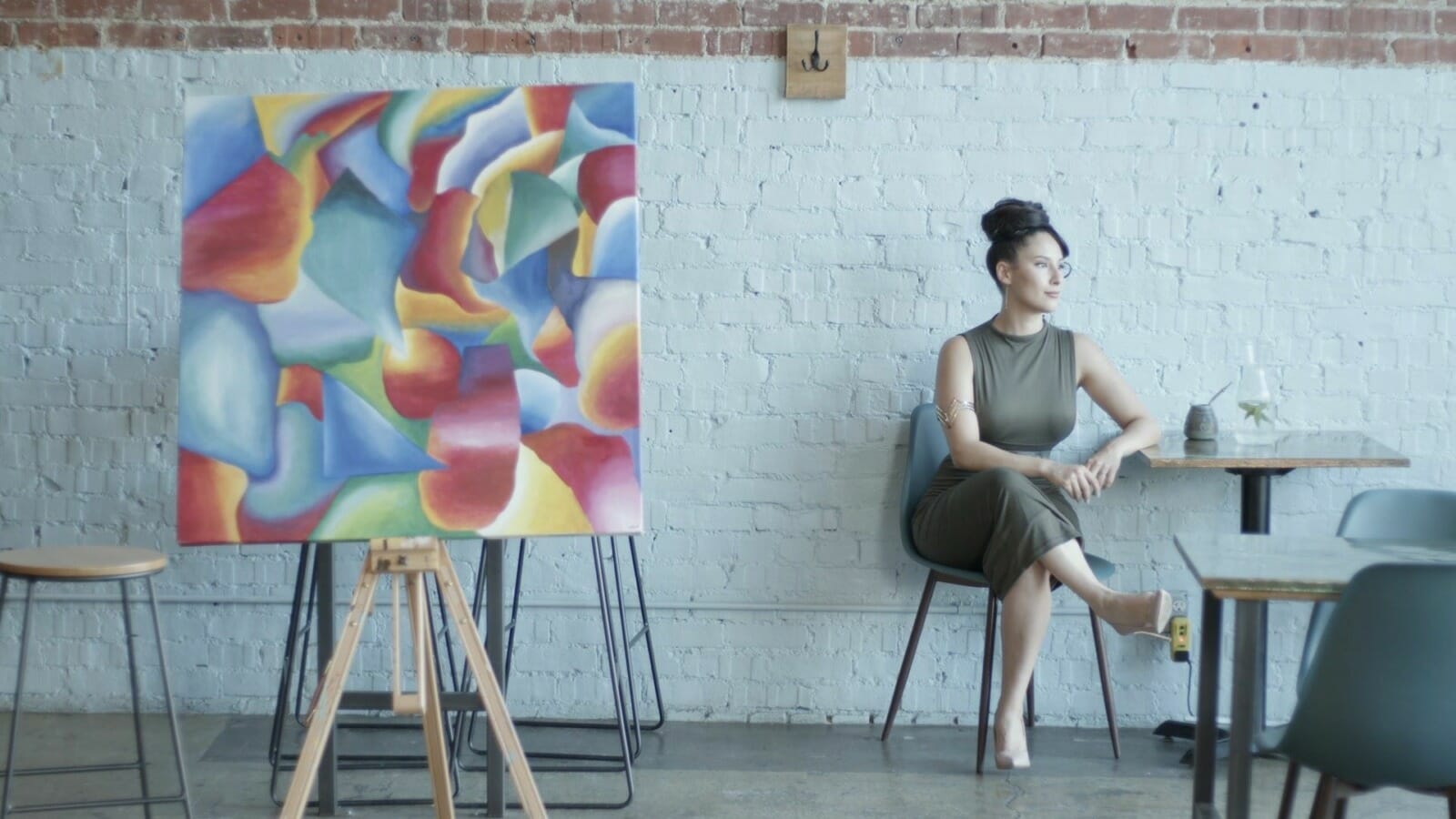 Dulcinea Herrera and her art at Café Corazón.