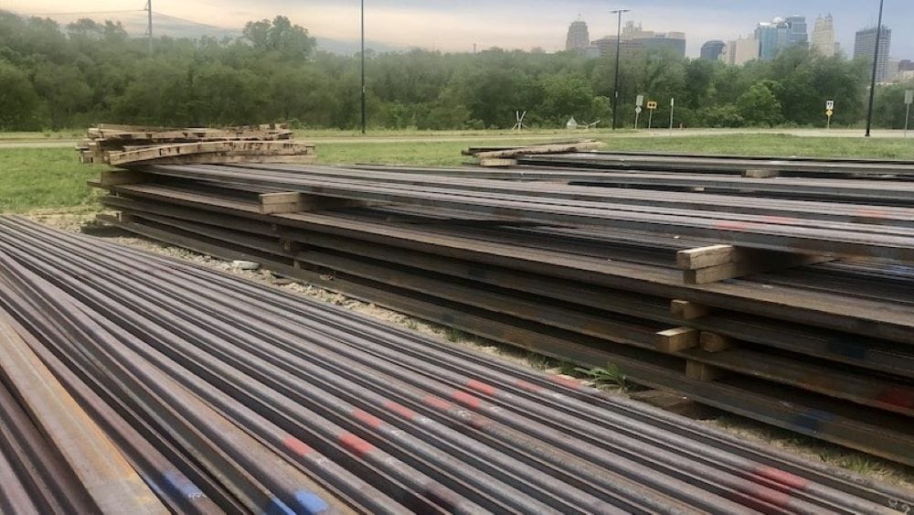 Rails already have been delivered to the riverfront for the extension of the KC Streetcar.