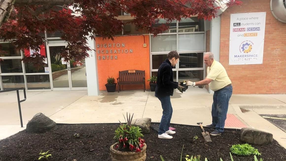 The Kansas City Downtown Lions Club has collected and recycled enough plastic bags in the past three years to get six benches, which are located throughout the area including this one in front of Kansas School for the Blind in Kansas City, Kan. The group’s most recent bench was placed outside Saint Francis Xavier Catholic Church in Kansas City.
