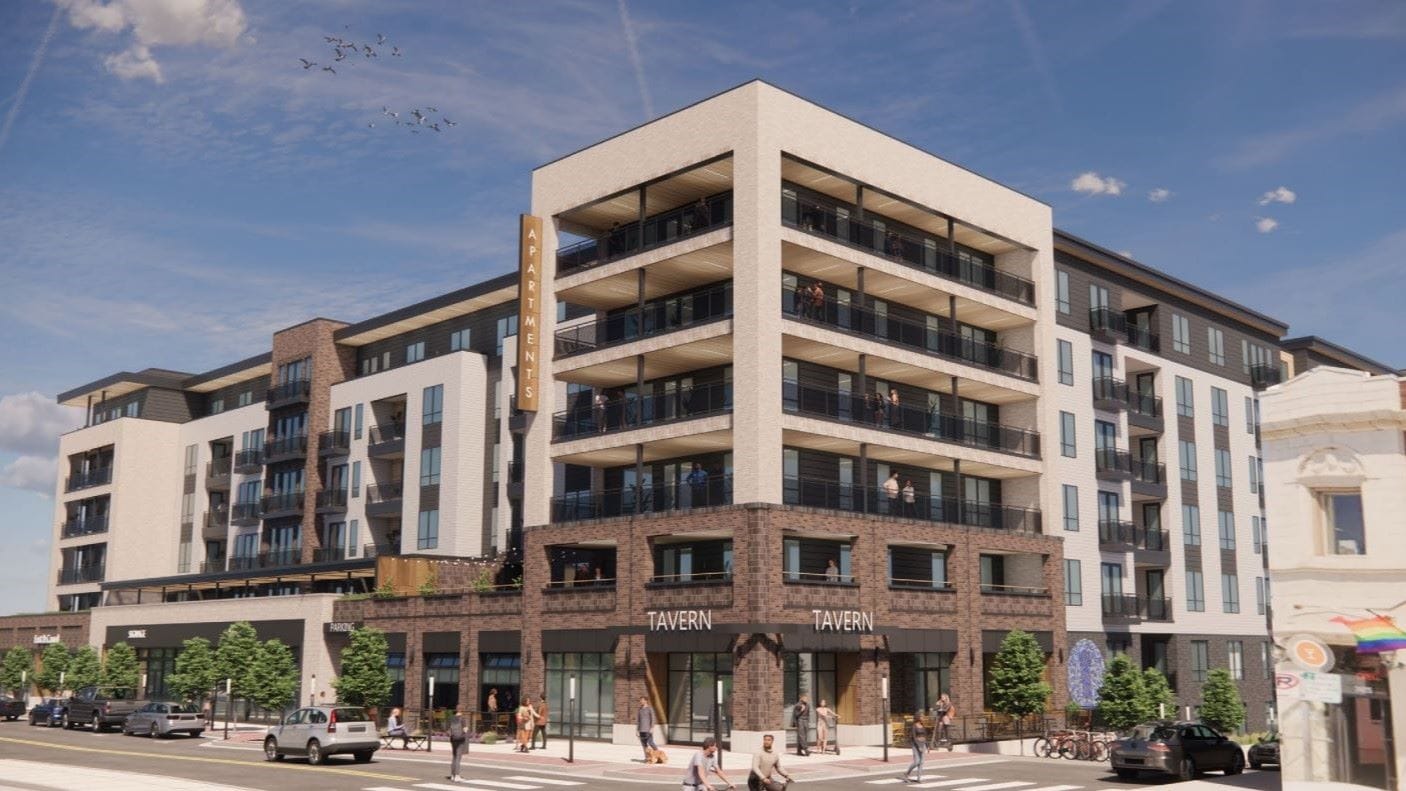 Rendering of the 74 Broadway apartment project.