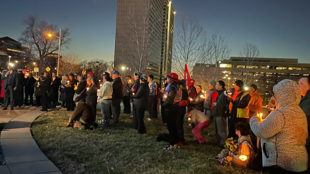 The first of several vigils following the Super Bowl parade mass shooting was held the following day, Feb. 15.