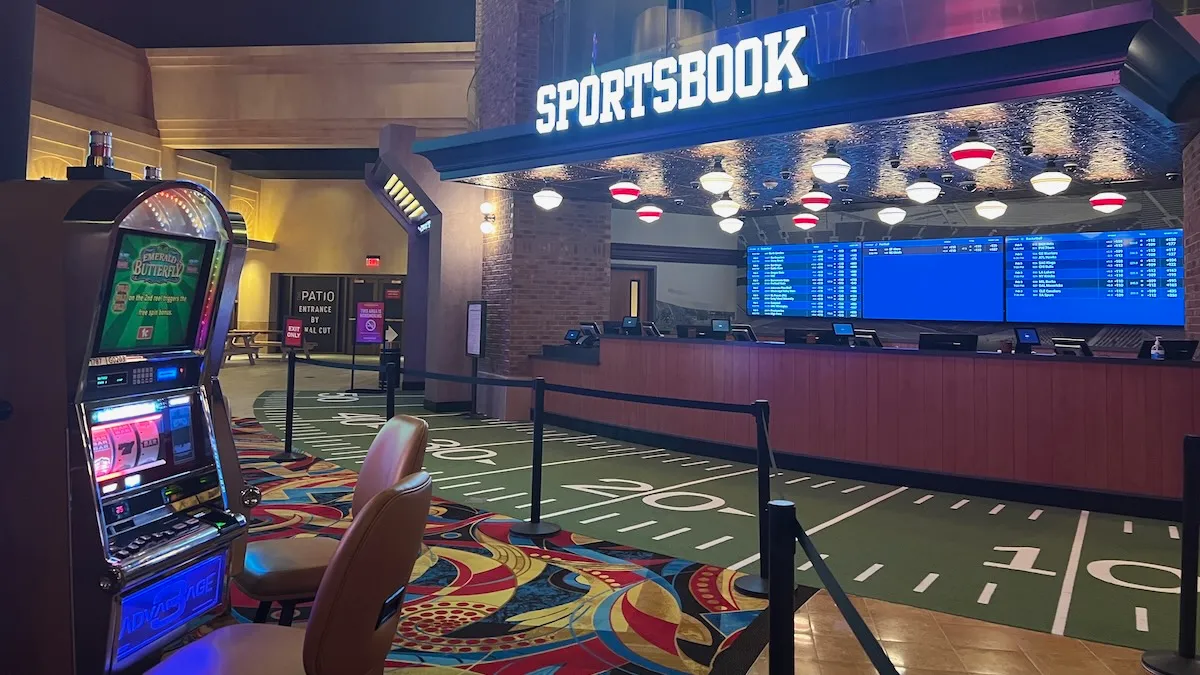 Inside the sportsbook at Hollywood Casino at Kansas Speedway.