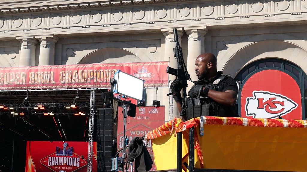 Law enforcement responds to a shooting at Union Station on Wednesday during the Kansas City Chiefs Super Bowl LVIII victory parade.