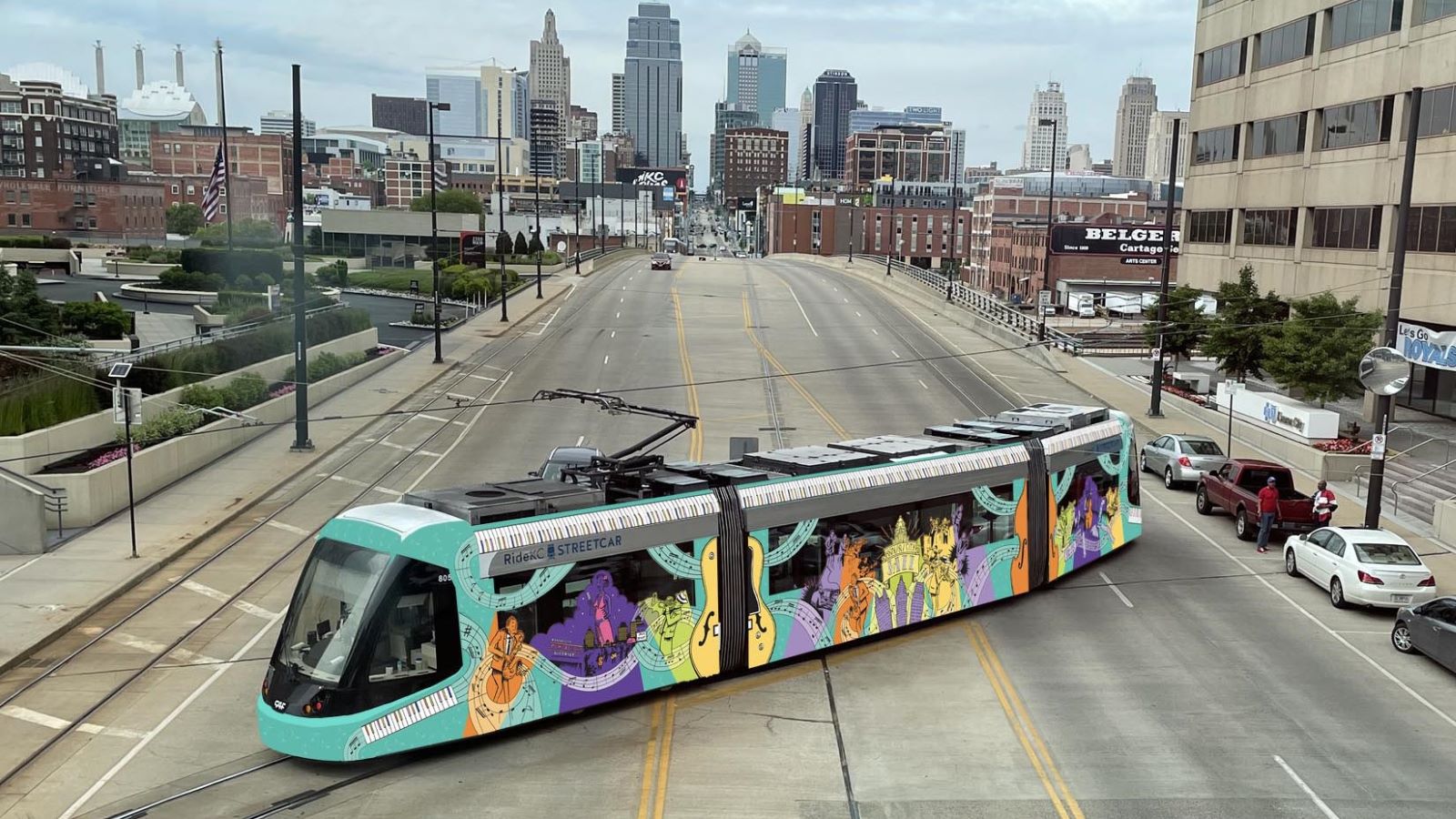 A grant from the Arts Council of Johnson County helped freelance illustrator Hector Garcia create “Jazz: The Resilient Spirit of Kansas City,” which appeared on a KC Streetcar during the 2021 Art in the Loop project.