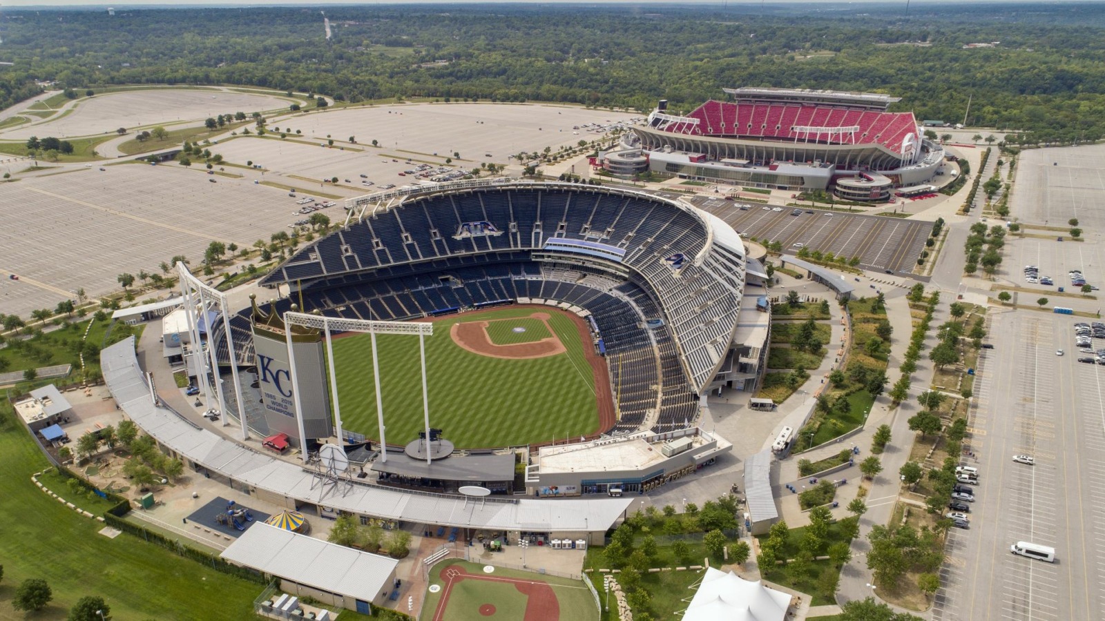 An aerial view of Truman Sports Complex.