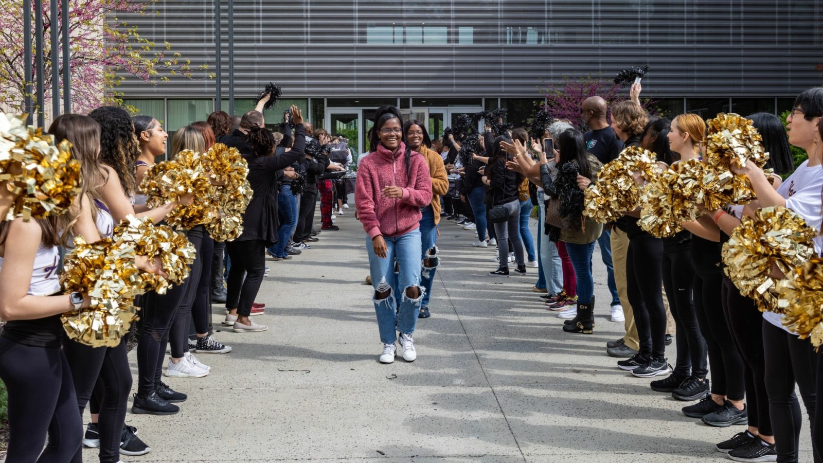 Students and staff at North Kansas City High School celebrate the new cohort of KC Scholars.