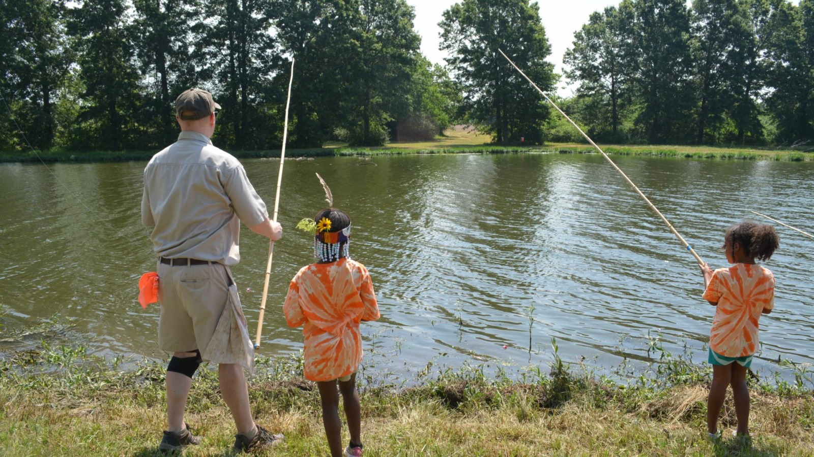 The small lakes and ponds in the James A. Reed Memorial Wildlife Area are popular spots for beginners to learn how to fish.
