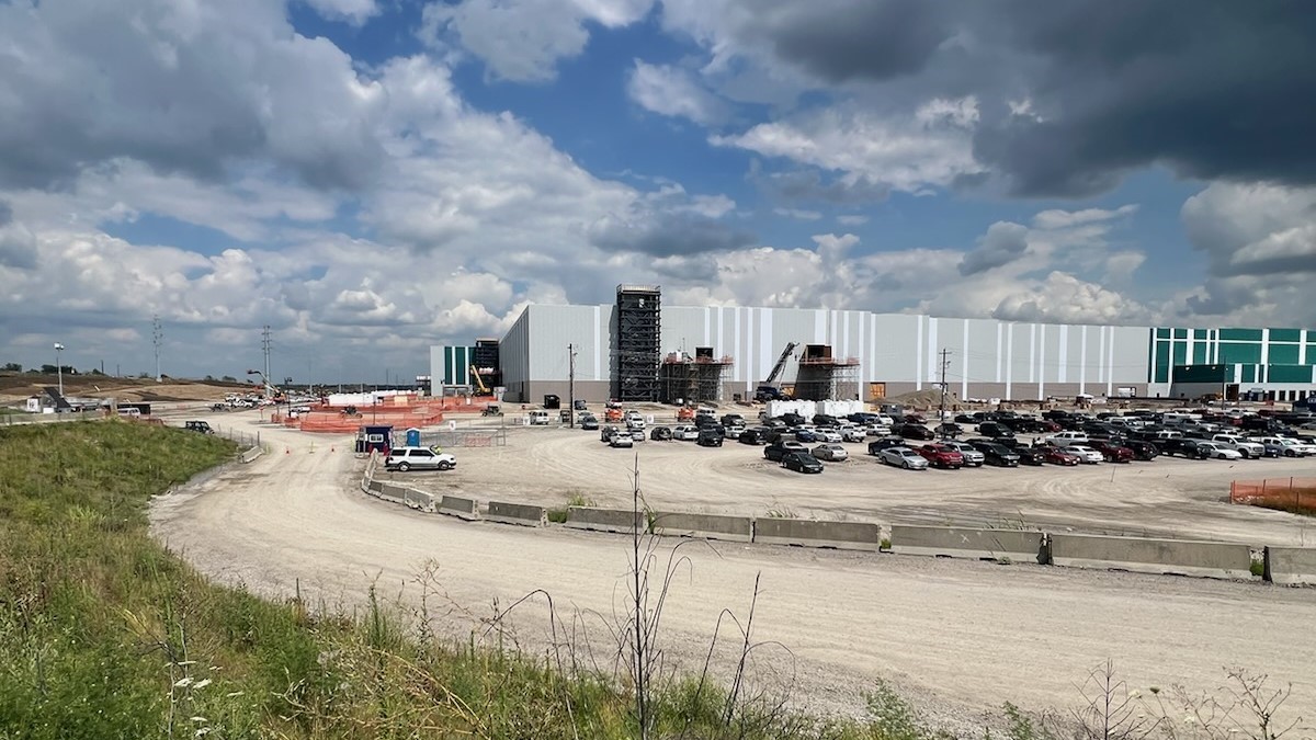 Panasonic Energy's electric vehicle battery plant is under construction in De Soto, Kansas.
