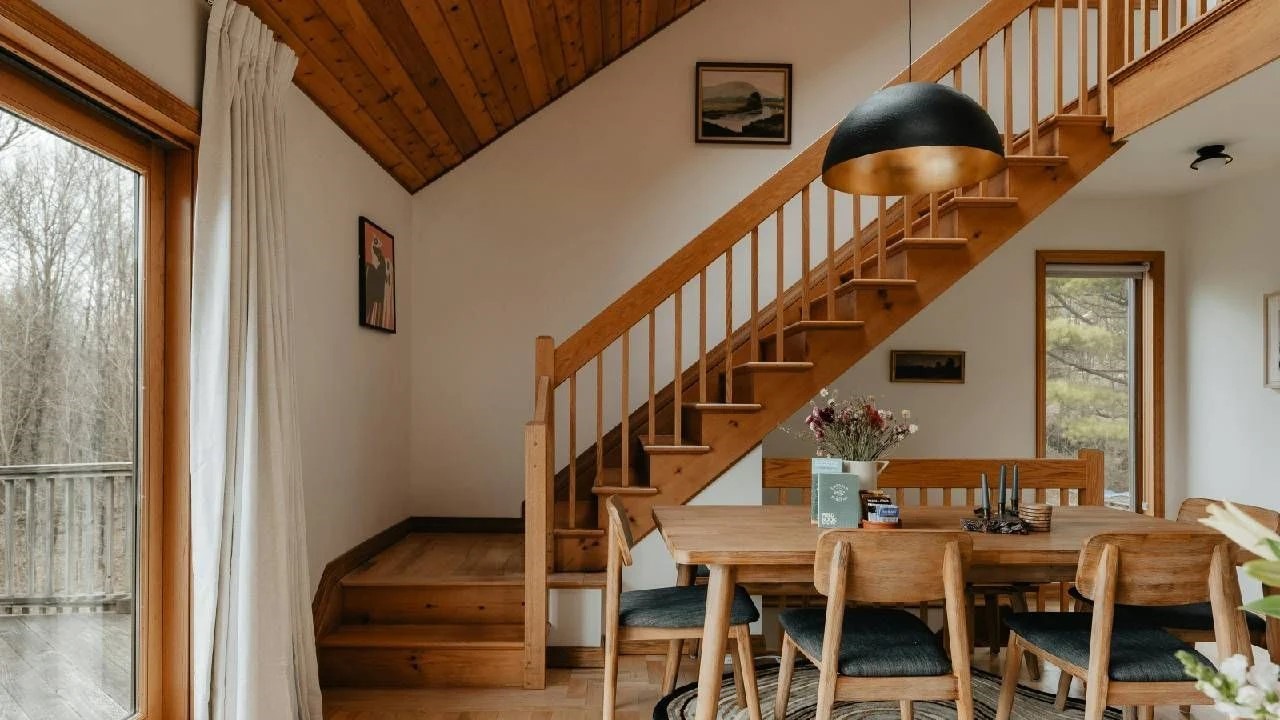A staircase in a home.